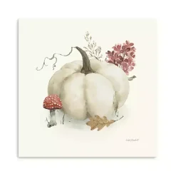White Pumpkin and Foliage Canvas Print, 20x20 in.