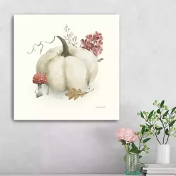 White Pumpkin and Foliage Canvas Print, 20x20 in.