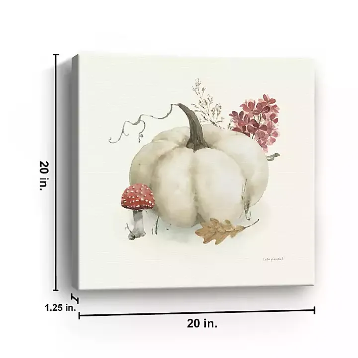 White Pumpkin and Foliage Canvas Print, 20x20 in.