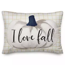 White Pumpkin I Love Fall Pillow