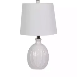 White Raised Geometric Table Lamp