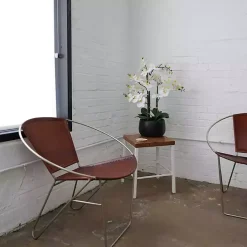 White Real Touch Orchid Arrangement in Black Pot