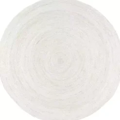 White Reno Woven Round Area Rug, 4 ft.