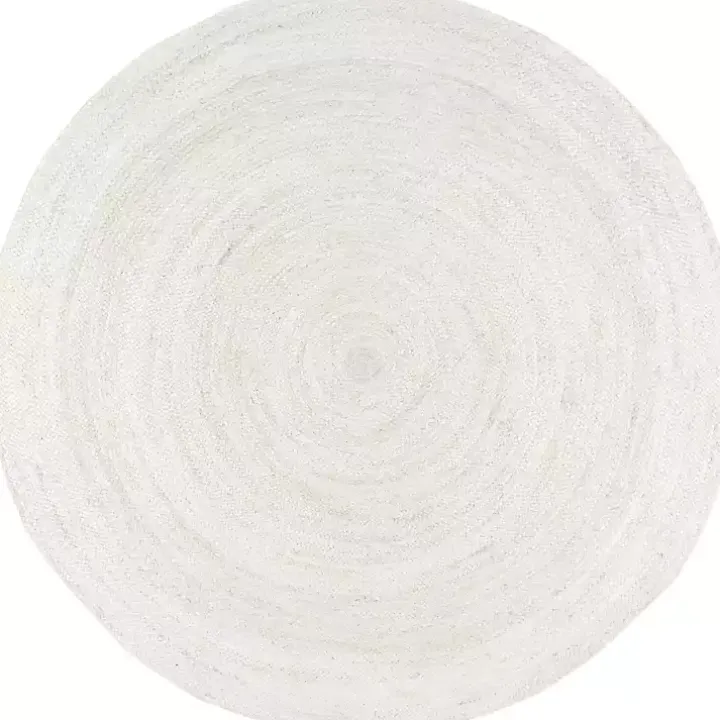 White Reno Woven Round Area Rug, 4 ft.