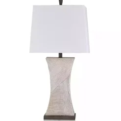 White Ribbed Concave Table Lamp