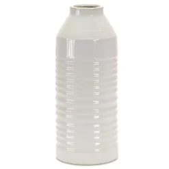 White Ribbed Terracotta Vase