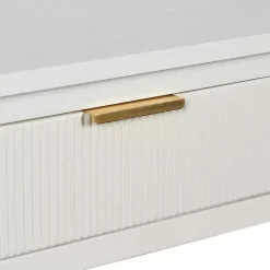 White Ribbed Wood 2-Drawer Colleen Console Table