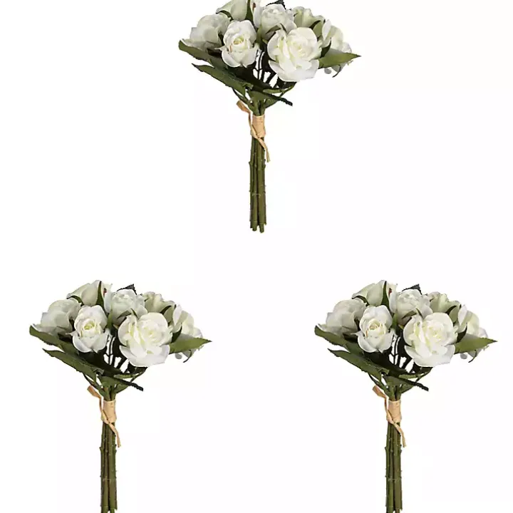 White Roses Bundle Bouquets, Set of 3