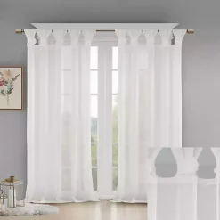 White Rosette Tab Top Curtain Panel, 63 in.