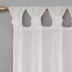 White Rosette Tab Top Curtain Panel, 63 in.
