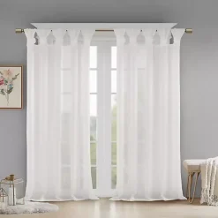White Rosette Tab Top Curtain Panel, 84 in.