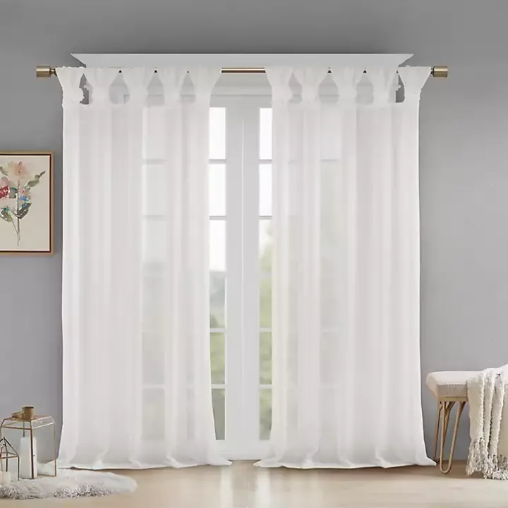 White Rosette Tab Top Curtain Panel, 84 in.