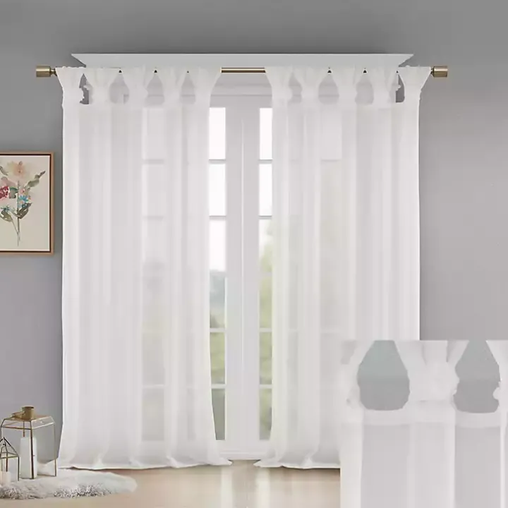 White Rosette Tab Top Curtain Panel, 84 in.
