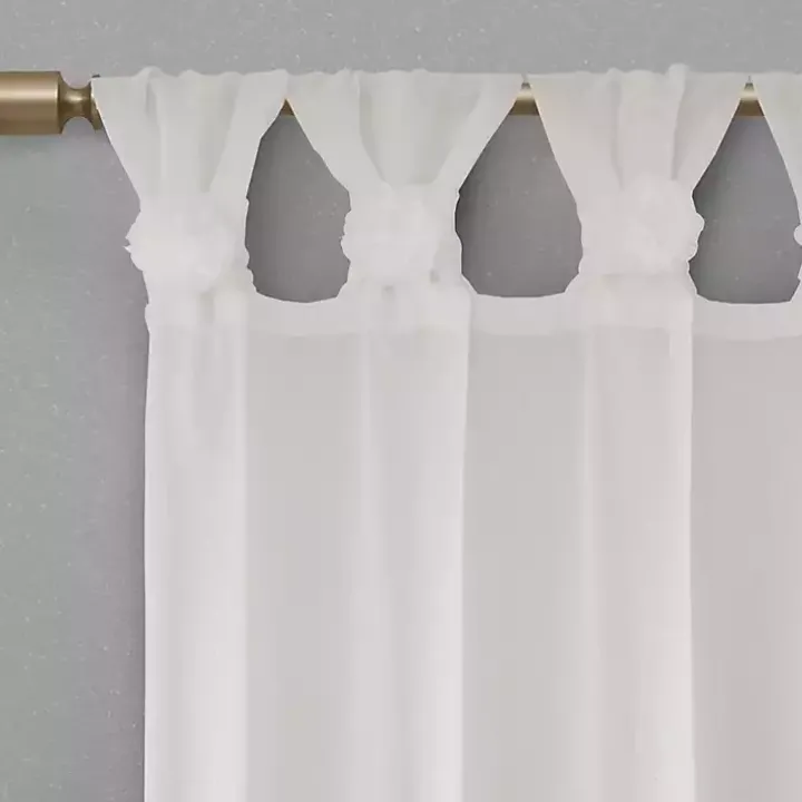 White Rosette Tab Top Curtain Panel, 95 in.