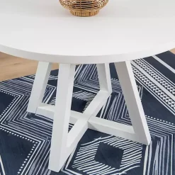 White Round Criss-Cross Base Dining Table