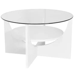 White Round Glass Coffee Table