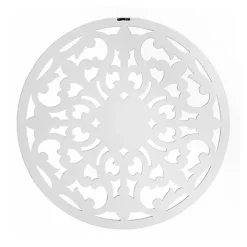 White Round Medallion Wood Plaque