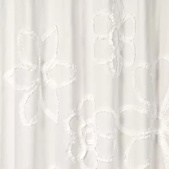 White Ruffle Flower Shower Curtain
