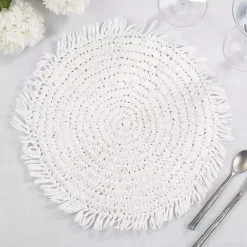 White Rustic Raffia Placemats, Set of 4