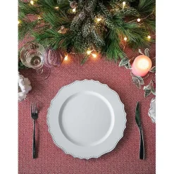 White Scalloped Beaded Rim Chargers, Set of 4