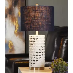 White School of Fish Open Work Table Lamp