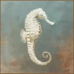 White Seahorse Framed Canvas Art Print