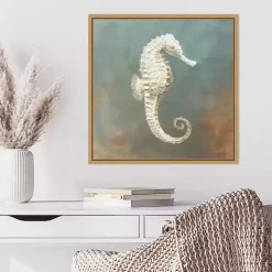 White Seahorse Framed Canvas Art Print