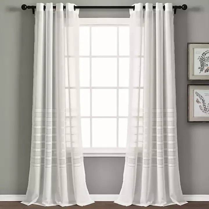 White Sheer Grommet Curtain Panel Set, 84 in.