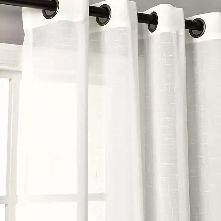 White Sheer Grommet Curtain Panel Set, 84 in.