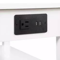 White 2-Shelf Charging Accent Table