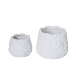 White Shell Vases, Set of 2