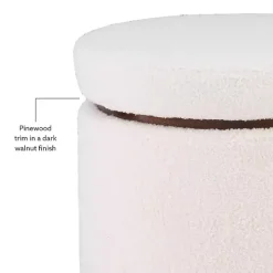 White Sherpa Upholstered Storage Ottoman