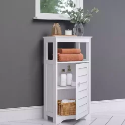 White Shutter Single Door Storage Cabinet