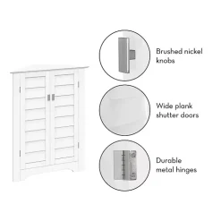 White Shutter Two Door Corner Storage Cabinet