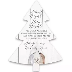 White Silent Night Christmas Tree Wall Plaque
