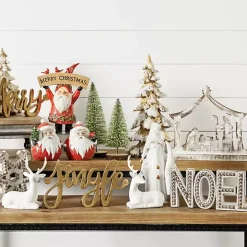 White Sitting Reindeer Statues, Set of 12