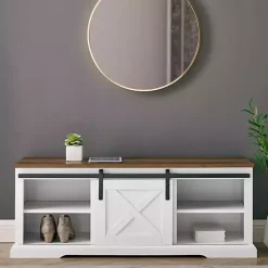 White Sliding Barn Door Bench