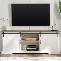 White Sliding Barn Door Media Cabinet
