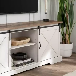 White Sliding Barn Door Media Cabinet