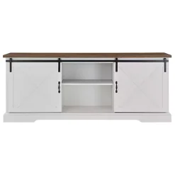 White Sliding Barn Door Media Cabinet