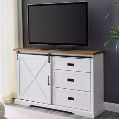 White Sliding Door and 3-Drawer Sideboard