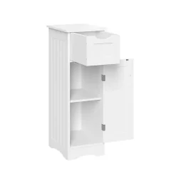 White Slim Single Door Cabinet with Drawer