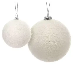 White Snowball Tree Ornaments, Set of 6