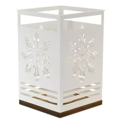 White Snowflake Cutout Candle Holders, Set of 2