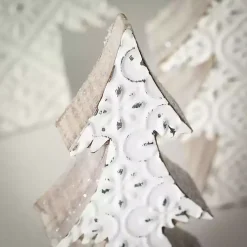 White Snowflake Embossed Tabletop Trees, Set of 3