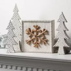 White Snowflake Embossed Tabletop Trees, Set of 3