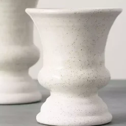 White Speckled Terracotta Block Vases, Set of 2