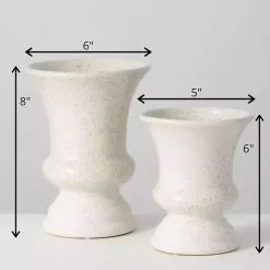 White Speckled Terracotta Block Vases, Set of 2