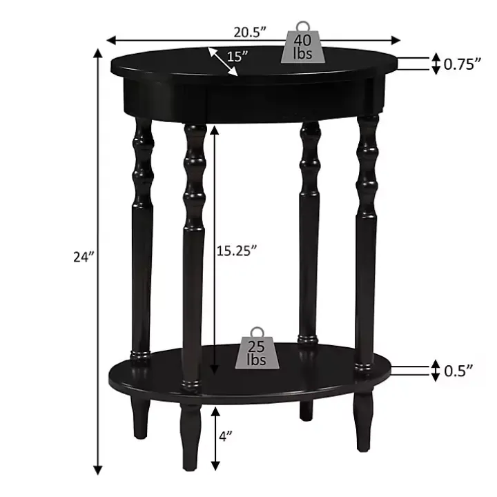 White Spindle Legs Oval Accent Table