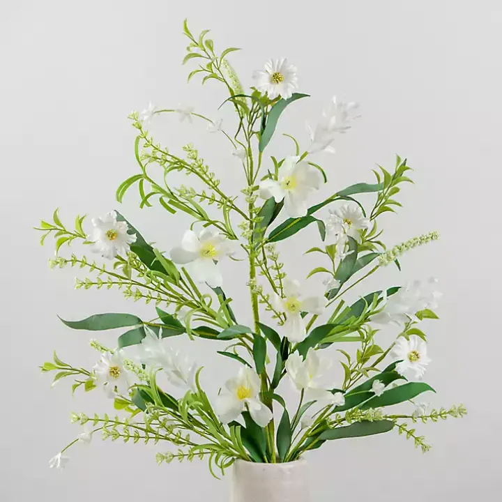 White Spring Flower Stems, Set of 2